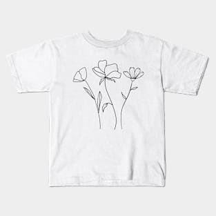 Elegant floral composition hand drawing - Delicate flowers Kids T-Shirt